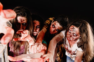 zombies isolated in dark background